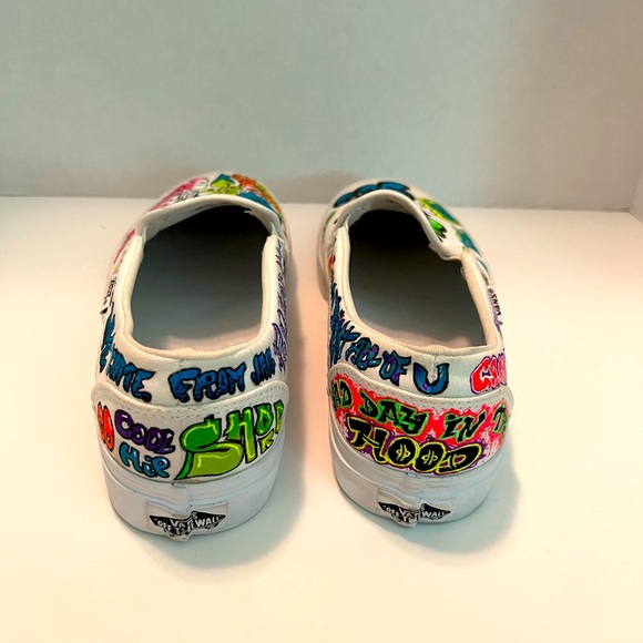 VANS Slip On Multicolor Custom Art Canvas Low Top Shoes - Picture 6 of 9